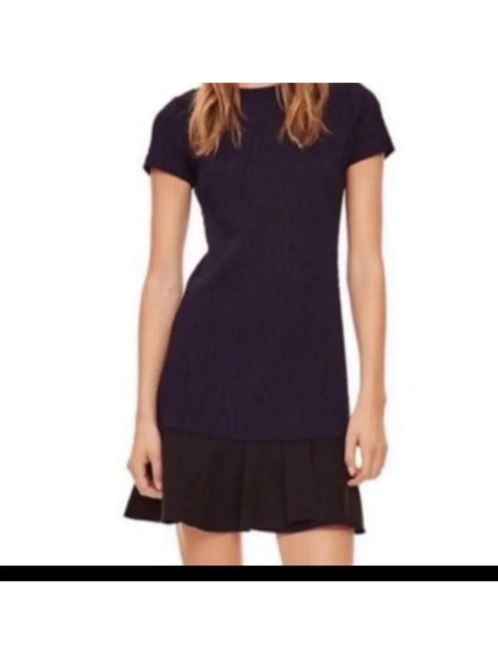 Tory Burch Jacquard Flounce Dress - Navy and Black